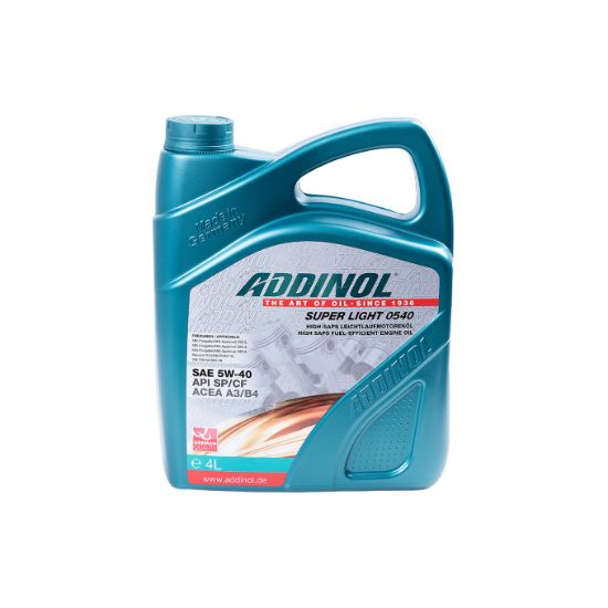 تصویر  روغن موتور آدینول ADDINOL مدل  Super Light 0540 تمام سنتتیک SP/CF گرانروی 5W40 حجم چهار لیتر